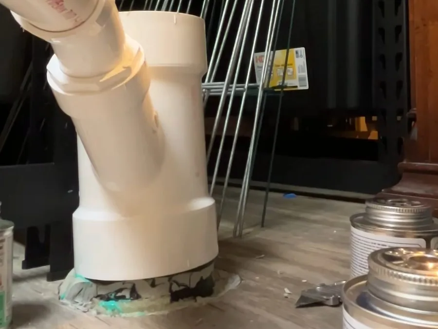 Garbage disposal drain connection with P-trap parts during installation